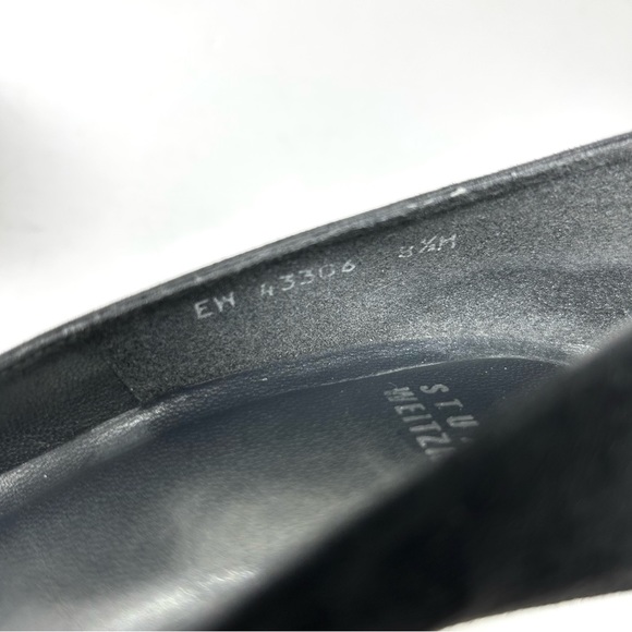 STUART WEITZMAN black suede, snakeskin, peep toe heels, made in Italy, size 8.5 - Picture 9 of 11